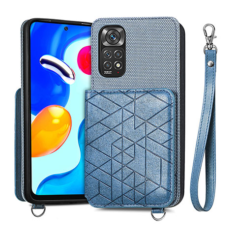 Custodia Silicone Ultra Sottile Morbida Cover con Magnetico S08D per Xiaomi Redmi Note 11S 4G Blu