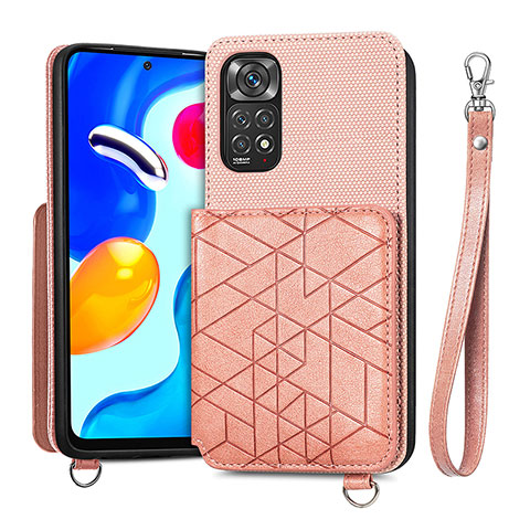 Custodia Silicone Ultra Sottile Morbida Cover con Magnetico S08D per Xiaomi Redmi Note 11S 4G Rosa