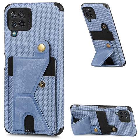 Custodia Silicone Ultra Sottile Morbida Cover con Magnetico S09D per Samsung Galaxy A12 Nacho Blu