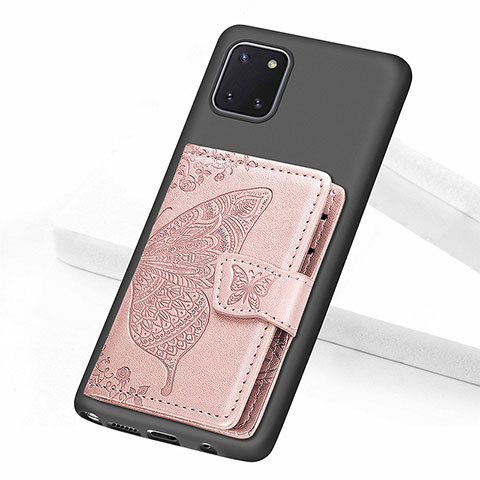 Custodia Silicone Ultra Sottile Morbida Cover con Magnetico S09D per Samsung Galaxy A81 Rosa