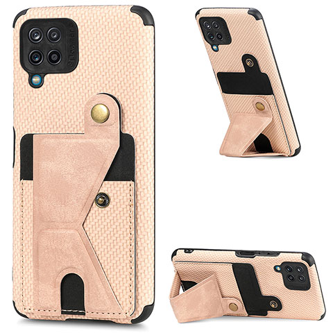 Custodia Silicone Ultra Sottile Morbida Cover con Magnetico S09D per Samsung Galaxy F12 Oro Rosa