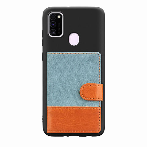 Custodia Silicone Ultra Sottile Morbida Cover con Magnetico S09D per Samsung Galaxy M30s Blu