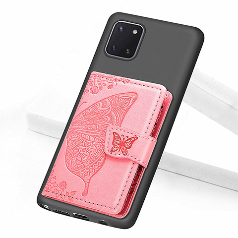 Custodia Silicone Ultra Sottile Morbida Cover con Magnetico S09D per Samsung Galaxy Note 10 Lite Oro Rosa