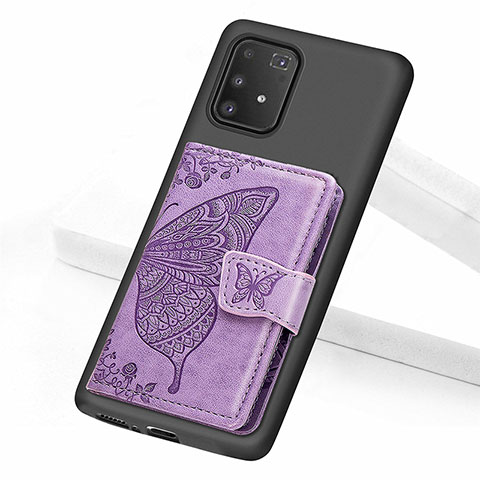 Custodia Silicone Ultra Sottile Morbida Cover con Magnetico S09D per Samsung Galaxy S10 Lite Viola