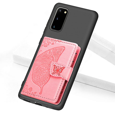 Custodia Silicone Ultra Sottile Morbida Cover con Magnetico S09D per Samsung Galaxy S20 Oro Rosa