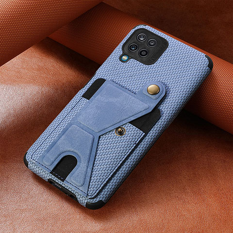 Custodia Silicone Ultra Sottile Morbida Cover con Magnetico S10D per Samsung Galaxy A12 5G Blu