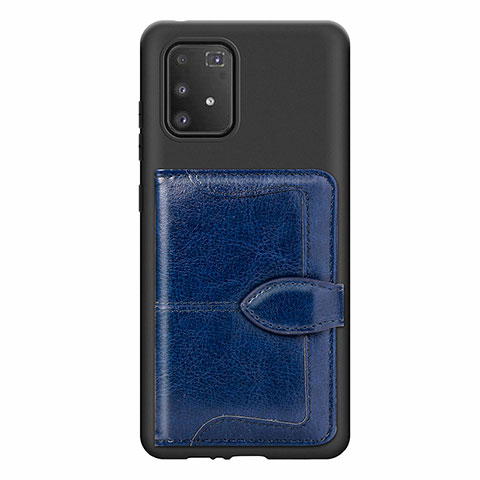 Custodia Silicone Ultra Sottile Morbida Cover con Magnetico S11D per Samsung Galaxy A91 Blu