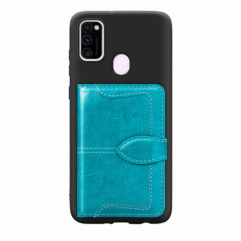 Custodia Silicone Ultra Sottile Morbida Cover con Magnetico S12D per Samsung Galaxy M30s Ciano