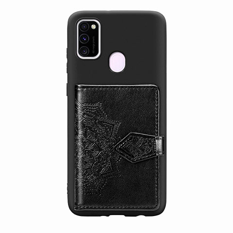 Custodia Silicone Ultra Sottile Morbida Cover con Magnetico S13D per Samsung Galaxy M21 Nero