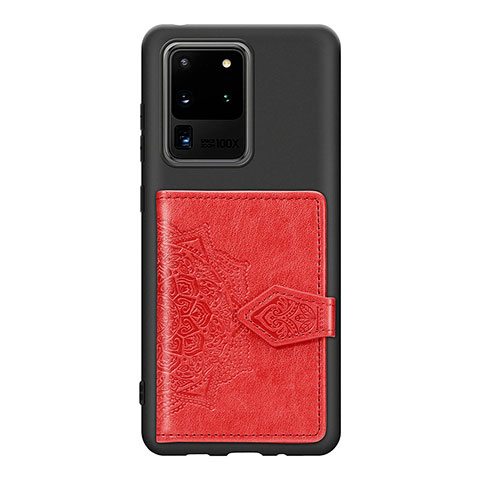 Custodia Silicone Ultra Sottile Morbida Cover con Magnetico S13D per Samsung Galaxy S20 Ultra 5G Rosso