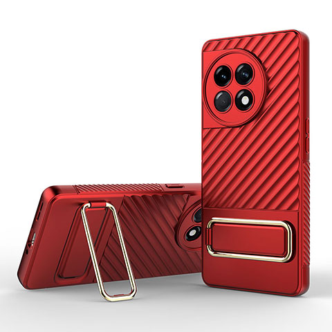 Custodia Silicone Ultra Sottile Morbida Cover con Supporto KC1 per OnePlus Ace 2 5G Rosso