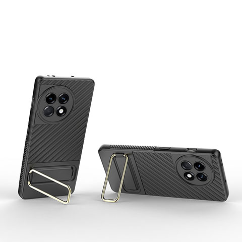 Custodia Silicone Ultra Sottile Morbida Cover con Supporto KC1 per OnePlus Ace 2 Pro 5G Nero