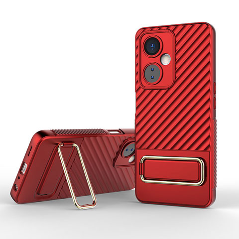 Custodia Silicone Ultra Sottile Morbida Cover con Supporto KC1 per OnePlus Nord N30 5G Rosso