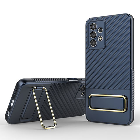 Custodia Silicone Ultra Sottile Morbida Cover con Supporto KC1 per Samsung Galaxy A13 4G Blu