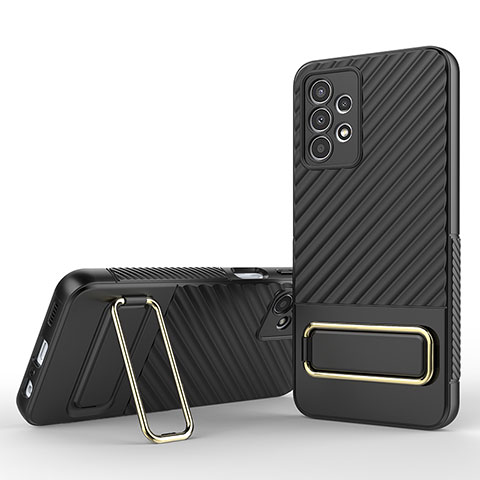 Custodia Silicone Ultra Sottile Morbida Cover con Supporto KC1 per Samsung Galaxy A13 4G Nero