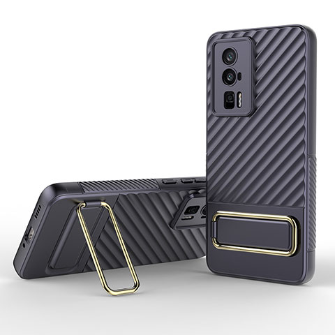 Custodia Silicone Ultra Sottile Morbida Cover con Supporto KC1 per Xiaomi Redmi K60 Pro 5G Lavanda