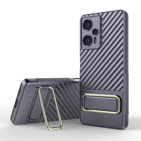 Custodia Silicone Ultra Sottile Morbida Cover con Supporto KC1 per Xiaomi Redmi Note 12 Turbo 5G Lavanda