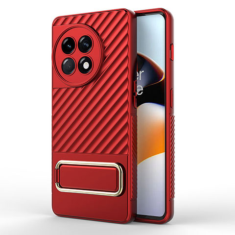 Custodia Silicone Ultra Sottile Morbida Cover con Supporto KC2 per OnePlus Ace 2 5G Rosso