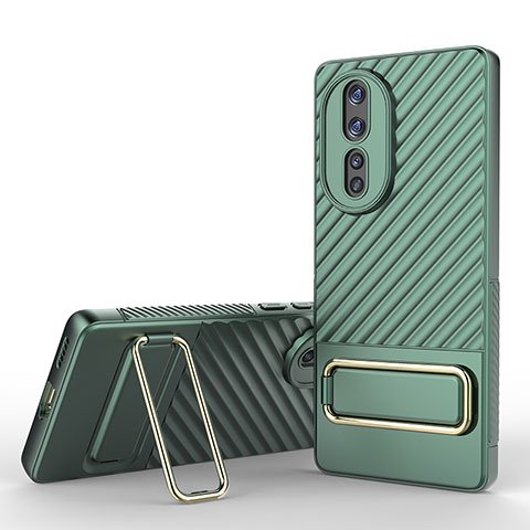 Custodia Silicone Ultra Sottile Morbida Cover con Supporto KC3 per Huawei Honor 80 5G Verde