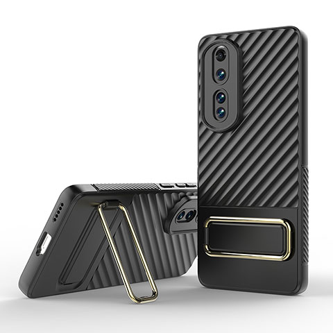 Custodia Silicone Ultra Sottile Morbida Cover con Supporto KC3 per Huawei Honor 80 Pro 5G Nero