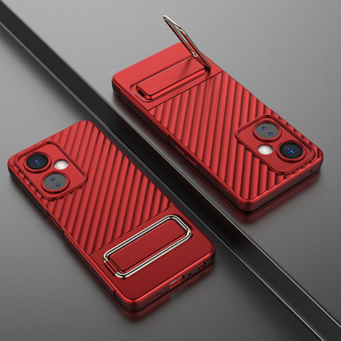 Custodia Silicone Ultra Sottile Morbida Cover con Supporto KC3 per OnePlus Nord CE 3 Lite 5G Rosso