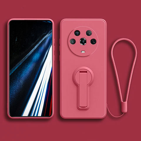 Custodia Silicone Ultra Sottile Morbida Cover con Supporto per Huawei Honor Magic4 5G Rosa Caldo