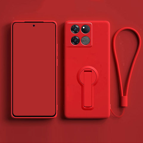 Custodia Silicone Ultra Sottile Morbida Cover con Supporto per OnePlus 10T 5G Rosso