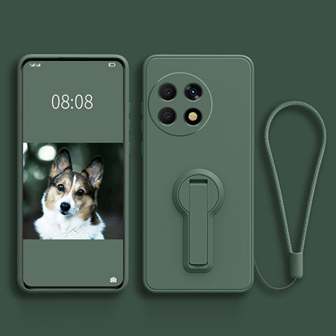 Custodia Silicone Ultra Sottile Morbida Cover con Supporto per OnePlus 11R 5G Verde Notte