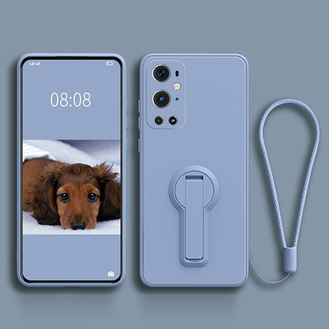 Custodia Silicone Ultra Sottile Morbida Cover con Supporto per OnePlus 9 Pro 5G Grigio Lavanda