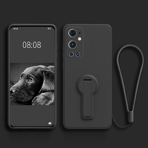 Custodia Silicone Ultra Sottile Morbida Cover con Supporto per OnePlus 9 Pro 5G Nero