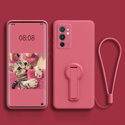 Custodia Silicone Ultra Sottile Morbida Cover con Supporto per OnePlus 9RT 5G Rosa Caldo