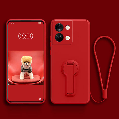 Custodia Silicone Ultra Sottile Morbida Cover con Supporto per OnePlus Ace 2V 5G Rosso