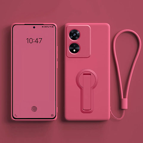 Custodia Silicone Ultra Sottile Morbida Cover con Supporto per Oppo A1 5G Rosa Caldo