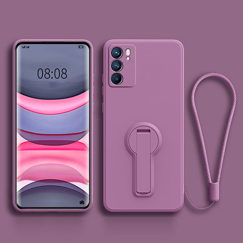 Custodia Silicone Ultra Sottile Morbida Cover con Supporto per Oppo Reno6 5G Viola