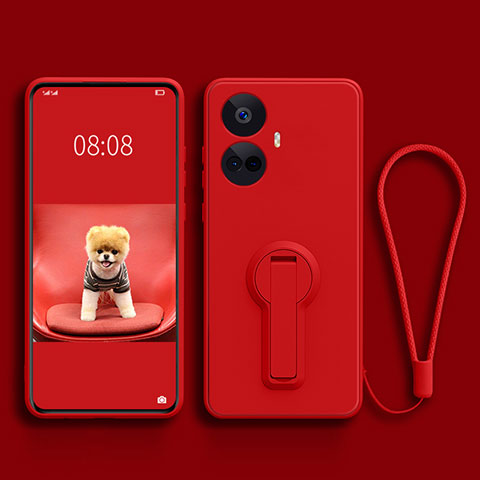 Custodia Silicone Ultra Sottile Morbida Cover con Supporto per Realme 10 Pro+ Plus 5G Rosso