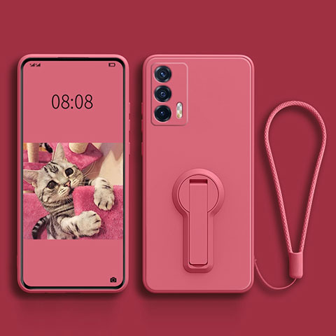 Custodia Silicone Ultra Sottile Morbida Cover con Supporto per Realme GT Neo 2T 5G Rosa Caldo