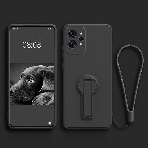 Custodia Silicone Ultra Sottile Morbida Cover con Supporto per Realme GT2 Pro 5G Nero