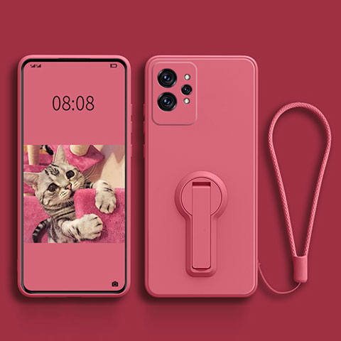 Custodia Silicone Ultra Sottile Morbida Cover con Supporto per Realme GT2 Pro 5G Rosa Caldo