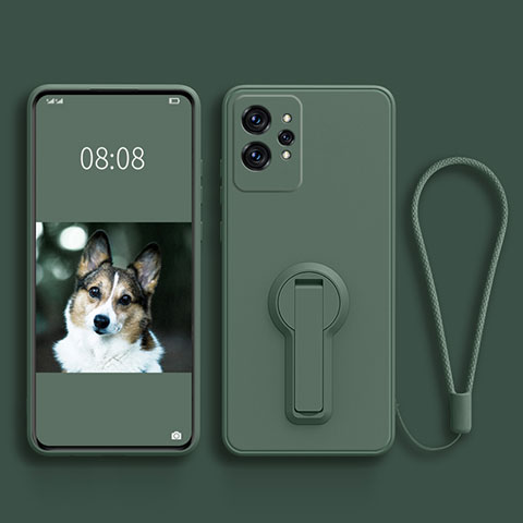 Custodia Silicone Ultra Sottile Morbida Cover con Supporto per Realme GT2 Pro 5G Verde Notte