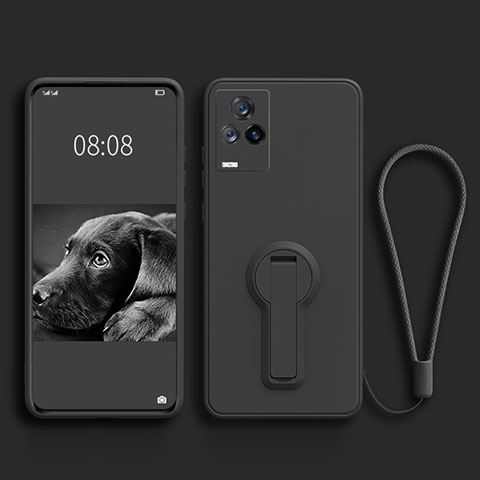 Custodia Silicone Ultra Sottile Morbida Cover con Supporto per Vivo iQOO 7 Legend 5G Nero