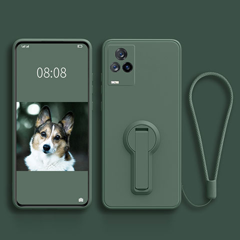 Custodia Silicone Ultra Sottile Morbida Cover con Supporto per Vivo V21s 5G Verde Notte