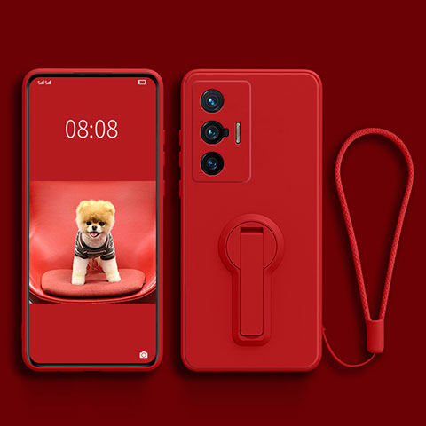 Custodia Silicone Ultra Sottile Morbida Cover con Supporto per Vivo X70t Rosso