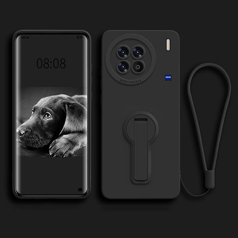 Custodia Silicone Ultra Sottile Morbida Cover con Supporto per Vivo X90 Pro+ Plus 5G Nero