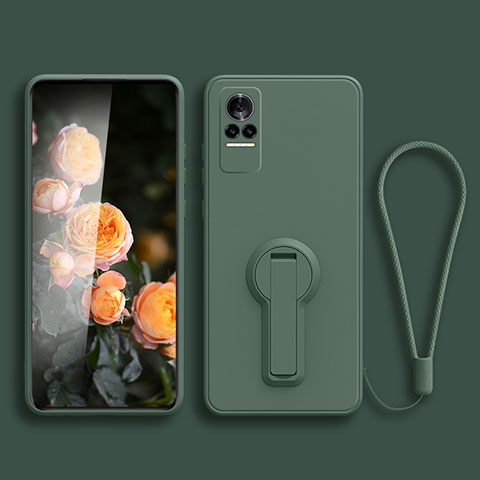 Custodia Silicone Ultra Sottile Morbida Cover con Supporto per Xiaomi Civi 1S 5G Verde Notte