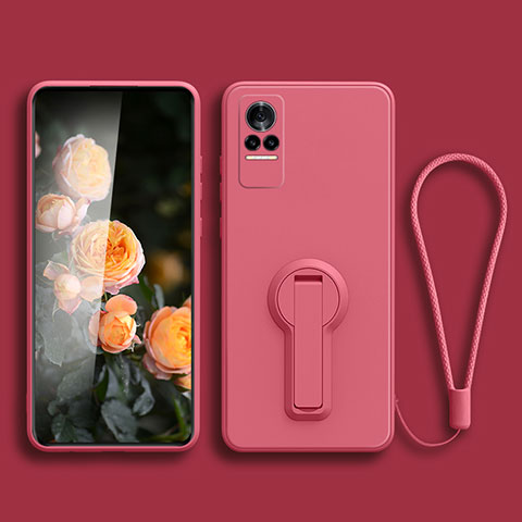 Custodia Silicone Ultra Sottile Morbida Cover con Supporto per Xiaomi Civi 5G Rosa Caldo