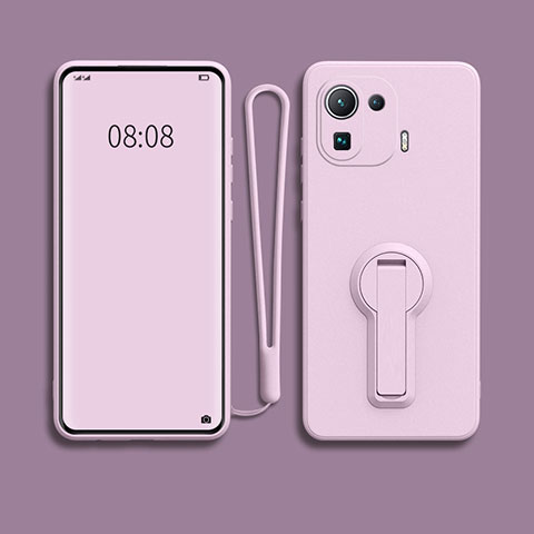 Custodia Silicone Ultra Sottile Morbida Cover con Supporto per Xiaomi Mi 11 Pro 5G Lavanda