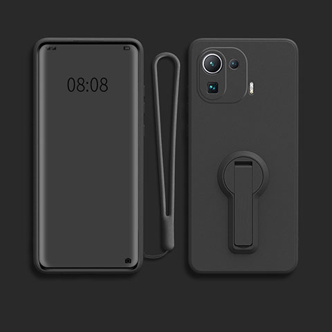 Custodia Silicone Ultra Sottile Morbida Cover con Supporto per Xiaomi Mi 11 Pro 5G Nero