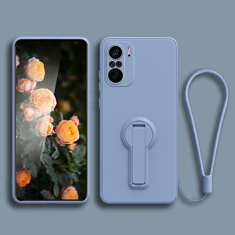 Custodia Silicone Ultra Sottile Morbida Cover con Supporto per Xiaomi Mi 11i 5G Grigio Lavanda