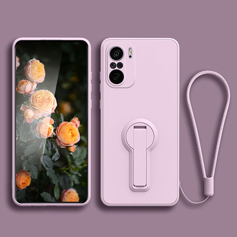 Custodia Silicone Ultra Sottile Morbida Cover con Supporto per Xiaomi Mi 11i 5G Lavanda