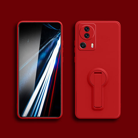 Custodia Silicone Ultra Sottile Morbida Cover con Supporto per Xiaomi Mi 12 Lite NE 5G Rosso